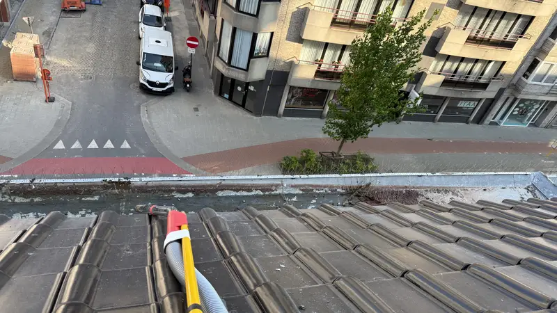 Dakgootreiniging van een appartementsgebouw, foto 3