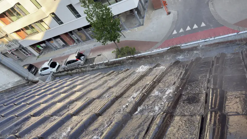 Dakgootreiniging van een appartementsgebouw, foto 9